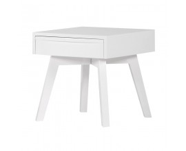 Dizajnový nočný stolík Glossa so zásuvkou lesklý biely moderný
