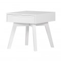 Dizajnový moderný nočný stolík Glossa so zásuvkou lesklý biely