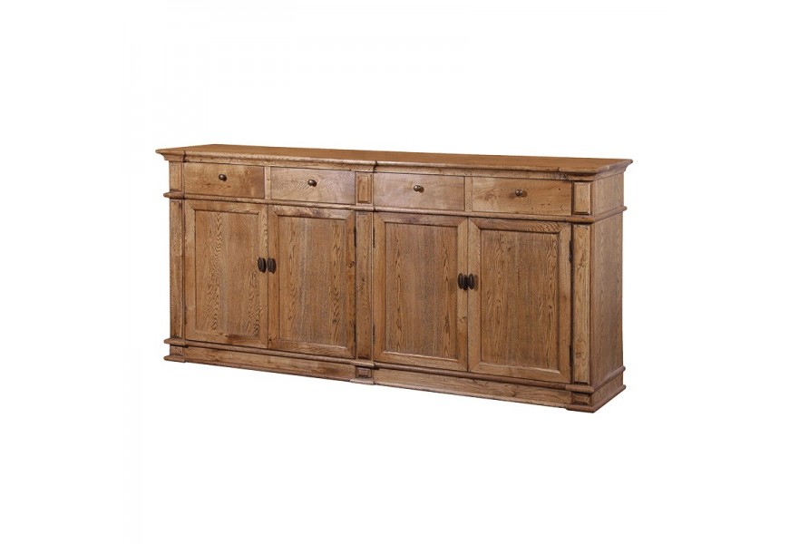 Masívna svetlo hnedá komoda Ondine z dubového dreva vo vidieckom štýle s dvierkami a zásuvkami