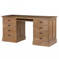 Masívny písací stôl Ondine vo vidieckom štýle v prevedení svetlo hnedý dub s ôsmimi zásuvkami