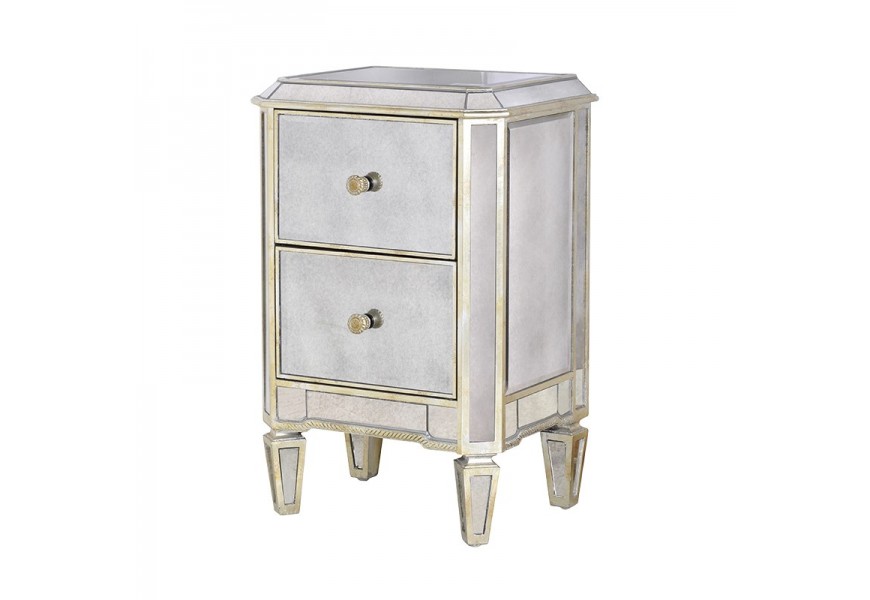 Luxusný zrkadlový nočný stolík Granada Old