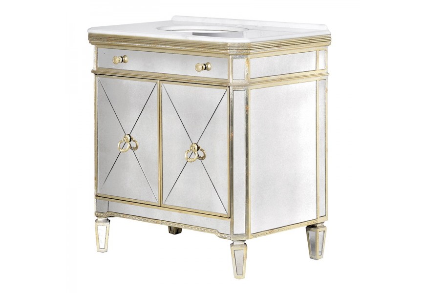 Luxusn&aacute; zrkadlov&aacute; k&uacute;peľňov&aacute; skrinka s um&yacute;vadlom Granada Old