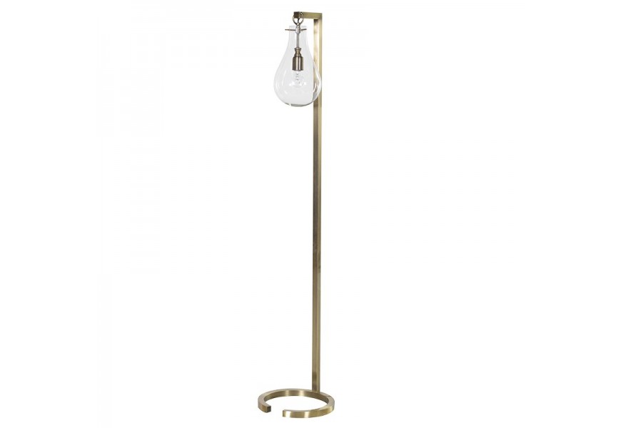 Štýlová glamour stojaca lampa Silian s veľkou žiarovkou a so zlatou kovovou konštrukciou