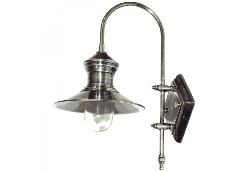 Starožitná vonkajšia exteriérová lampa Petersburg s cínovým tienidlom zvončekového tvaru so zámerne zostarnutým efektom strieborná