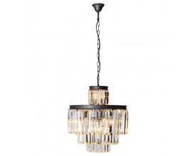 Poschodový krištáľový okrúhly závesný luster Laila v glamour štýle s kovovou konštrukciou 50 cm   