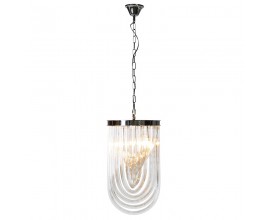 Zakrivený oblúkový sklenený luster Mellia v štýle art deco s čiernou kovovou konštrukciou 55 cm