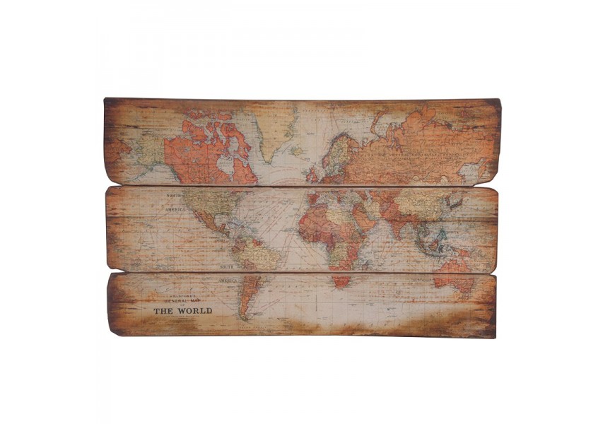 Štýlová drevená plaketa The World 120cm