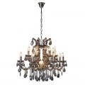 Luxusný barokový luster Doveress s kovovou konštrukciou a bohatým zdobením z dymového skla