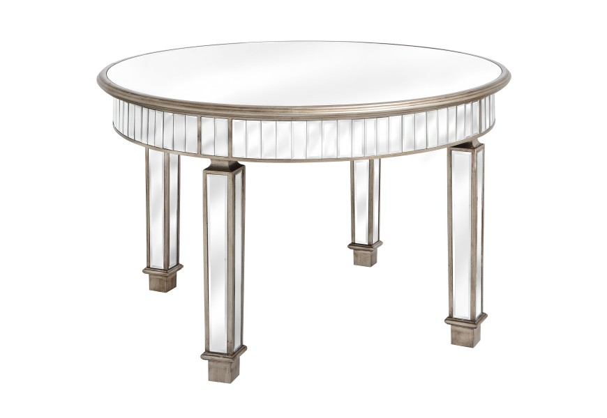 Luxusný zrkadlový okrúhly jedálenský stôl BELFRY