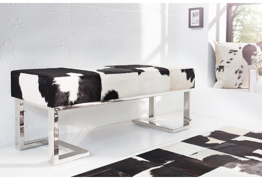 Luxusn&aacute; kožen&aacute; lavica RODEO 110cm čierna