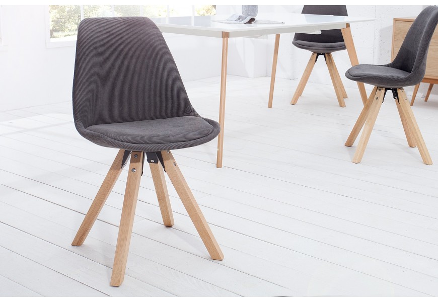 Dizajnov&aacute; retro stolička Scandinavia Cord &scaron;ed&aacute;