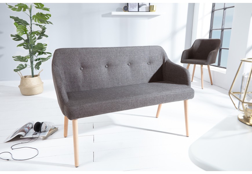 Štýlová lavica Scandinavia 116cm tmavosivá