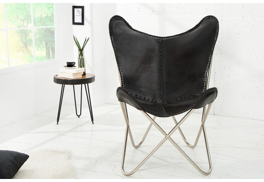 Dizajnov&eacute; kožen&eacute; kreslo Butterfly 