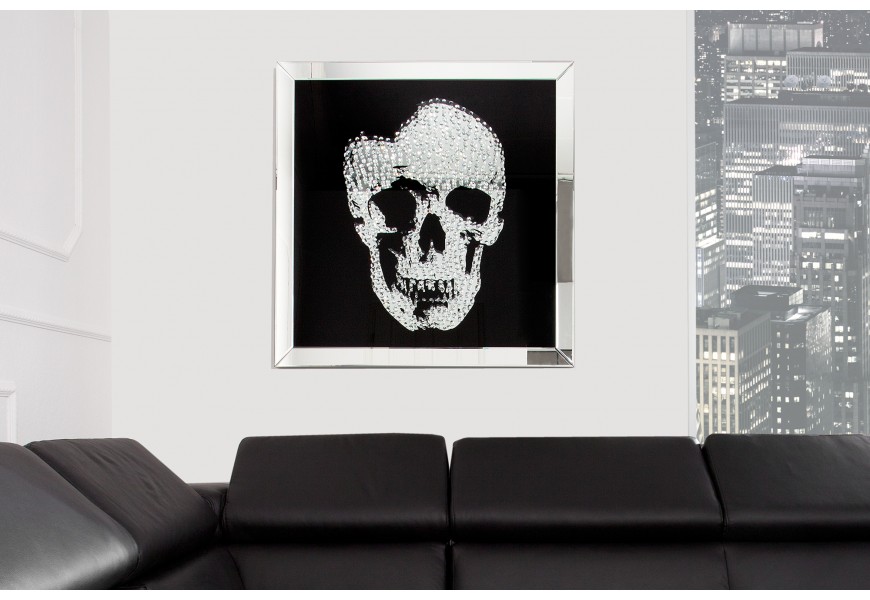 &Scaron;t&yacute;lov&yacute; zrkadlov&yacute; obraz Lebka 80x80cm