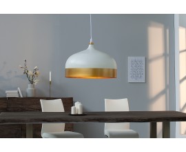 Dizajnová závesná lampa Modern Chic II bielo-zlatá