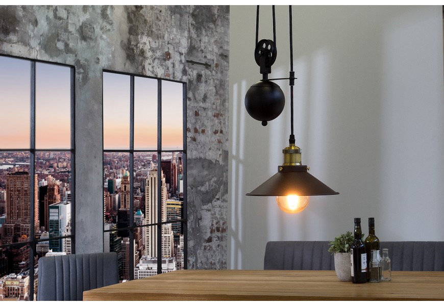 Dizajnov&eacute; z&aacute;vesn&eacute; svietidlo Rope čierno-zlat&eacute;