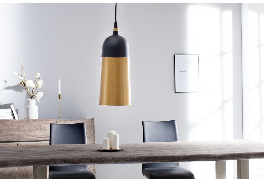 Dizajnov&aacute; z&aacute;vesn&aacute; lampa Modern Chic čierno-zlat&aacute;