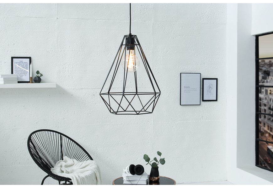 Dizajnová závesná lampa Cage L čierna