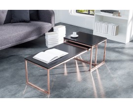 Dizajnový set moderných stolíkov Nobile čierna/meď