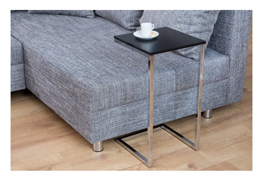 Štýlový príručný stolík Simply čierno-strieborný 
