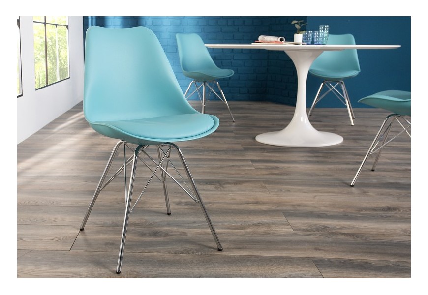 Dizajnov&aacute; stolička Scandinavia Retro tyrkysov&aacute;
