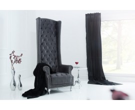 Luxusné vysoké vintage kreslo Royal antická šedá