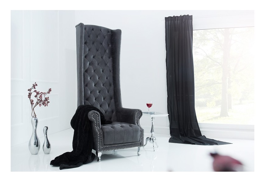 Luxusn&eacute; vysok&eacute; vintage kreslo Royal antick&aacute; &scaron;ed&aacute;