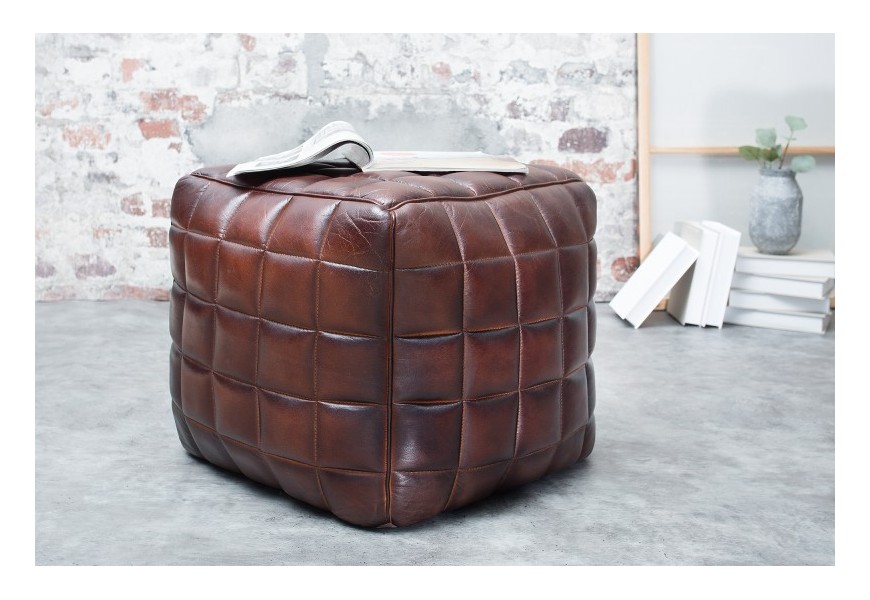 Luxusná kožená taburetka Taurus hnedá