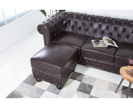Luxusná taburetka Chesterfield tmavá hnedá