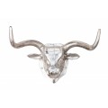 Dizajnová dekoračná hlava býka 47cm strieborná
