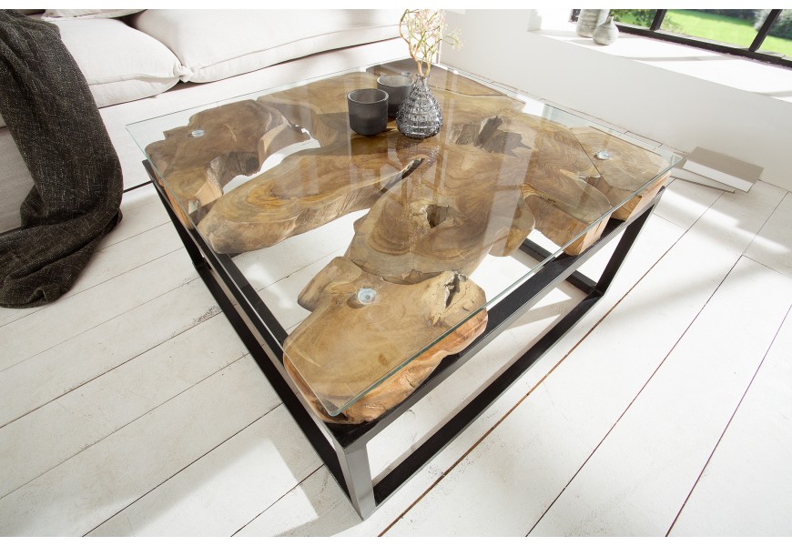 Dizajnov&yacute; industri&aacute;lny konferenčn&yacute; stol&iacute;k Teak Root z mas&iacute;vu