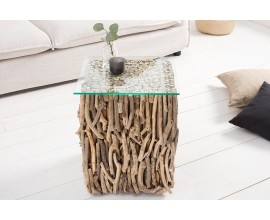 Dizajnový moderný odkladací stolík Fossil 40cm z masívu