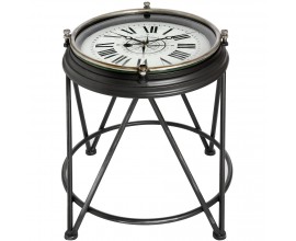 Dizajnový industriálny príručný stolík Compass Clock