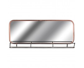 Dizajnové industriálne zrkadlo s poličkou 80cm