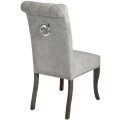 Chesterfield luxusná jedálenská stolička Roll Top Thatcher sivá so strieborným klopadlom 105cm