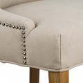 Chesterfield luxusná jedálenská stolička Thatcher krémová so strieborným klopadlom a nohami z masívu 100cm