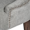 Chesterfield luxusná jedálenská stolička Thatcher sivá so striebornými aplikáciami a nohami z dreva 102cm