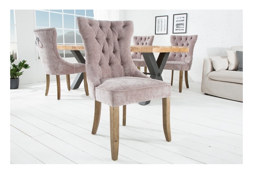 Dizajnov&aacute; Chesterfield zamatov&aacute; stolička Torino siv&aacute;