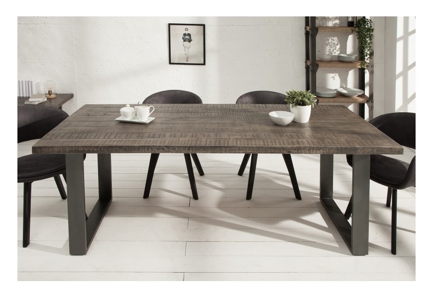 Jedinečný jedálenský stôl z mangového masívu Steele Craft šedý