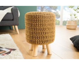 Dizajnová moderná taburetka Stool 41cm horčicová