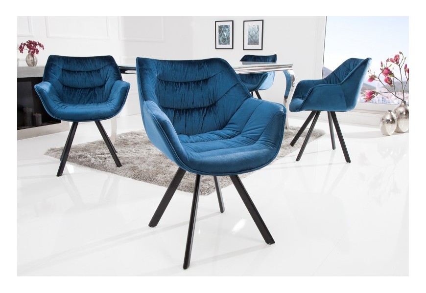 &Scaron;t&yacute;lov&aacute; zamatov&aacute; stolička Antik modr&aacute;