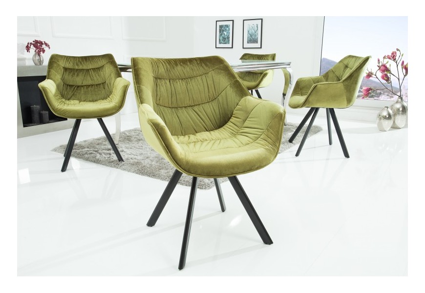 Štýlová retro stolička Antik zelený zamat