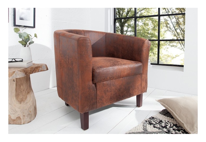 Štýlové čalúnené kreslo Colombo whiskey kožená hnedá