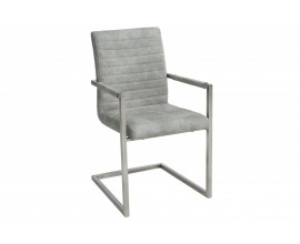 Moderná sivá jedálenská stolička Imperial z ekokože s opierkami s dekoratívnym poťahom s kovovou konštrukciou 91 cm