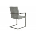 Moderná sivá jedálenská stolička Imperial z ekokože s opierkami s dekoratívnym poťahom s kovovou konštrukciou 91 cm
