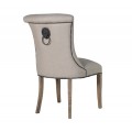 Štýlová béžová jedálenská stolička KOLONIAL z masívneho dreva s tmavým kovovým klopadlom 98cm