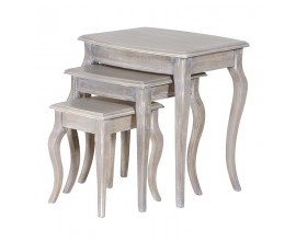 Štýlový vidiecky set troch príručných stolíkov Antic Gris