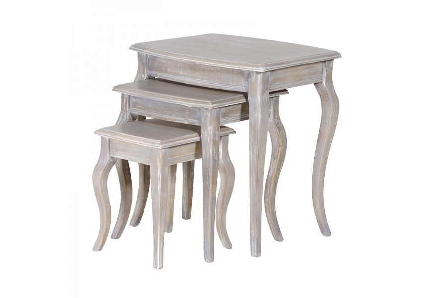 &Scaron;t&yacute;lov&yacute; vidiecky set troch pr&iacute;ručn&yacute;ch stol&iacute;kov Antic Gris