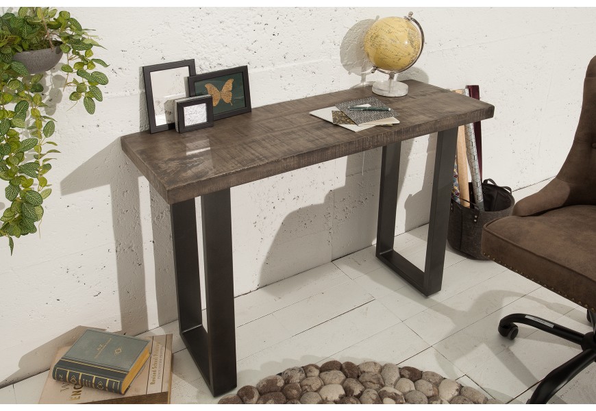 Dizajnov&aacute; industri&aacute;lna konzola z mas&iacute;vu Iron Craft 115cm siv&aacute;