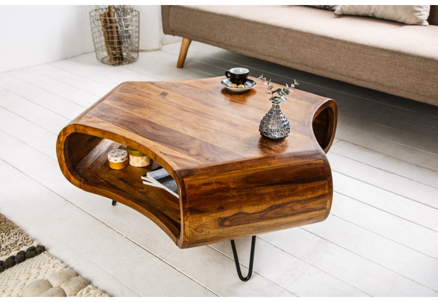 Dizajnový konferenčný stolík z masívu 90cm Spin